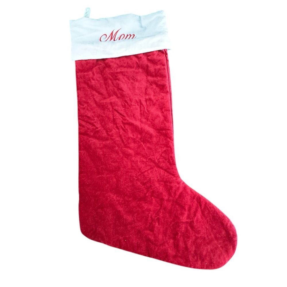 Pottery Barn Red Velvet Extra Large Holiday Christmas Stocking Monogrammed Mom